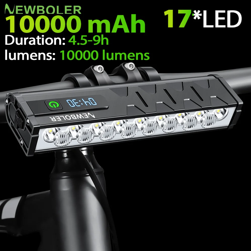 Mountain Biking Backpack - 10000mAh 自転車ライト 17 LED フロントダブルブラケット電源銀行 MTB
