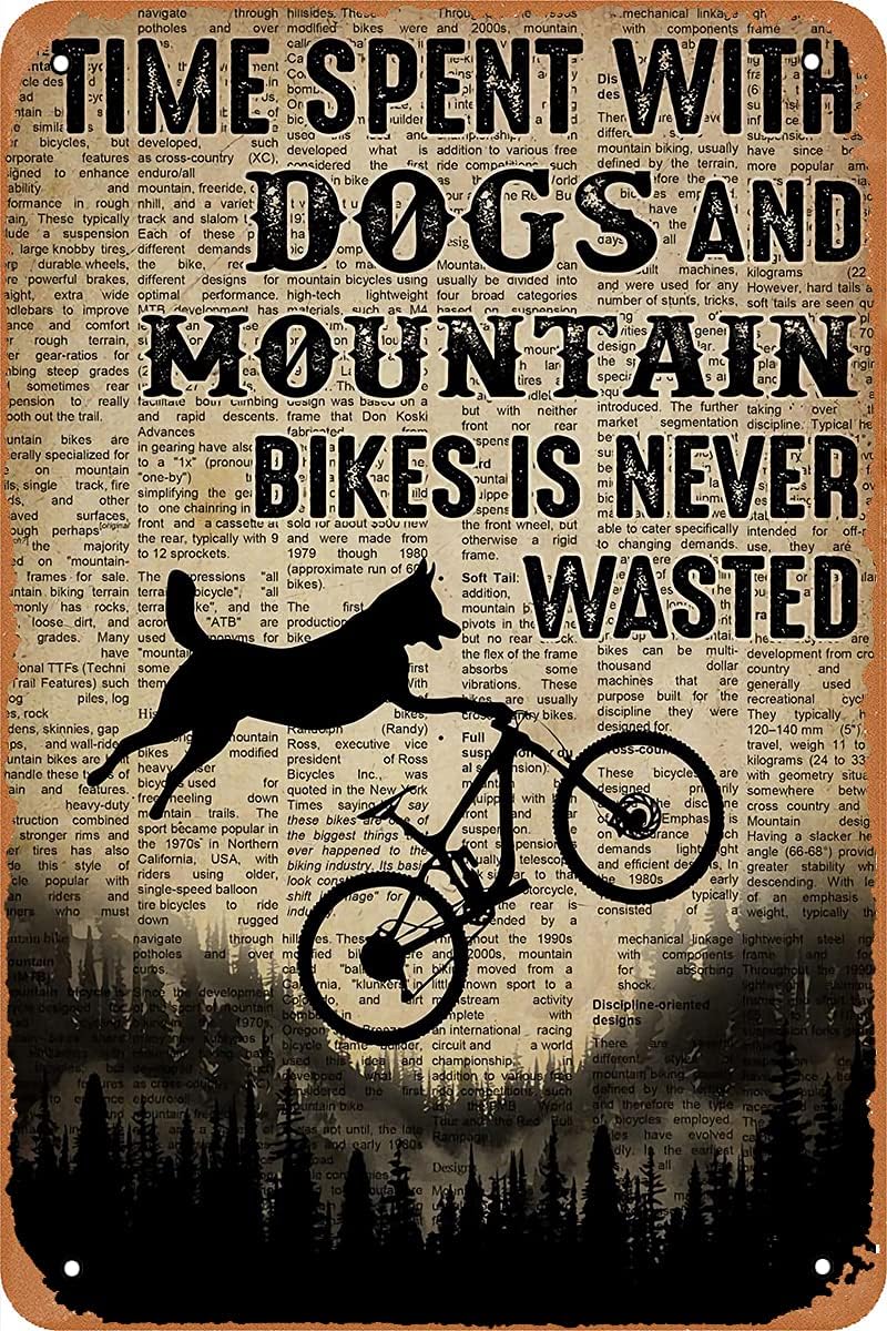 メタルヴィンテージブリキ看板装飾 犬とマウンテンバイクとの過 - Mountain Biking With Dog のレビューと価格