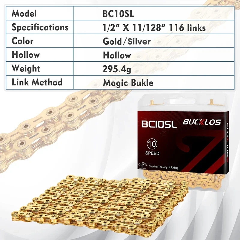 BUCKLOS-10スピード超軽量マウンテンバイクチェーン, - Mountain Biking Bc のレビューと価格
