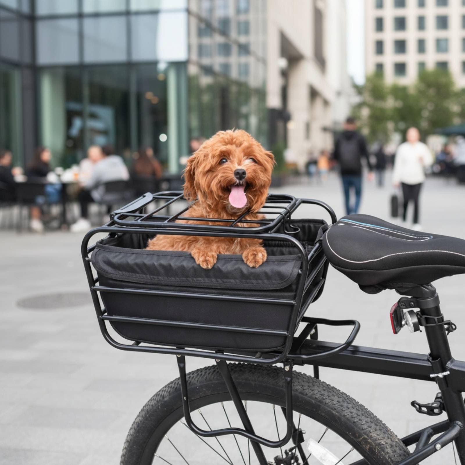 犬用ストラップ付き自転車バスケット マウンテンバイクリアシー - Mountain Biking With Dog のレビューと価格
